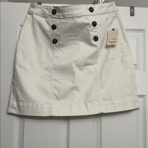 St. John's Bay Cream Button-Front Mini Skirt